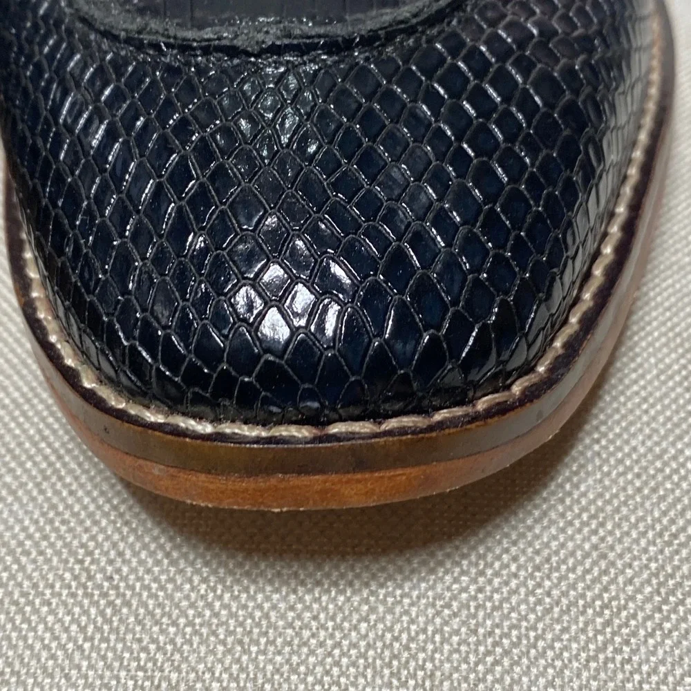 Stacy Adams Mens Black Exotic Print Tassel Loafers Memory Foam Size 9M